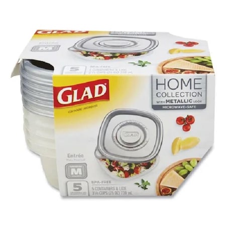 Clorox 25 oz Home Collection Food Storage Containers with Lids - Clear - 5PK CLOXZA60795